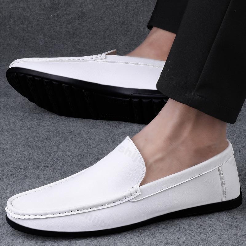 Mens Shoes High Quality 2025 Fashion New Loafers Comfort Leather Shoes White Men Autumn Casual Shoes Mocassin Plus Size 47