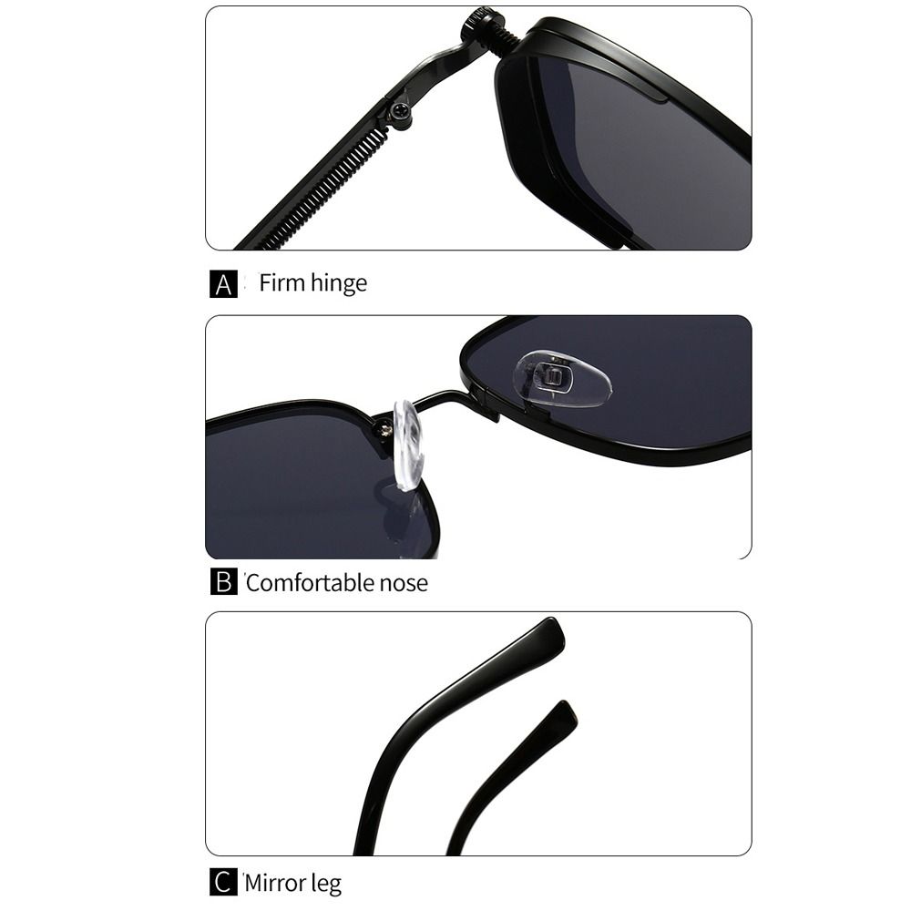 Eye Protection Retro Sunglasses Punk Black Shades Glasses Metal Frame Sunglasses for Women Men