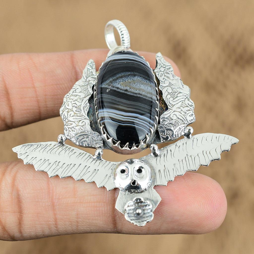 Подвеска из натурального сардоникса в виде совы, украшение из серебра 925 пробы для женщин
