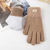 Knitted Gloves for Women In Autumn and Winter Warm Outdoor Cycling Cold-proof Double Layer Plus Velvet Thickened Touch Screen Gloves
