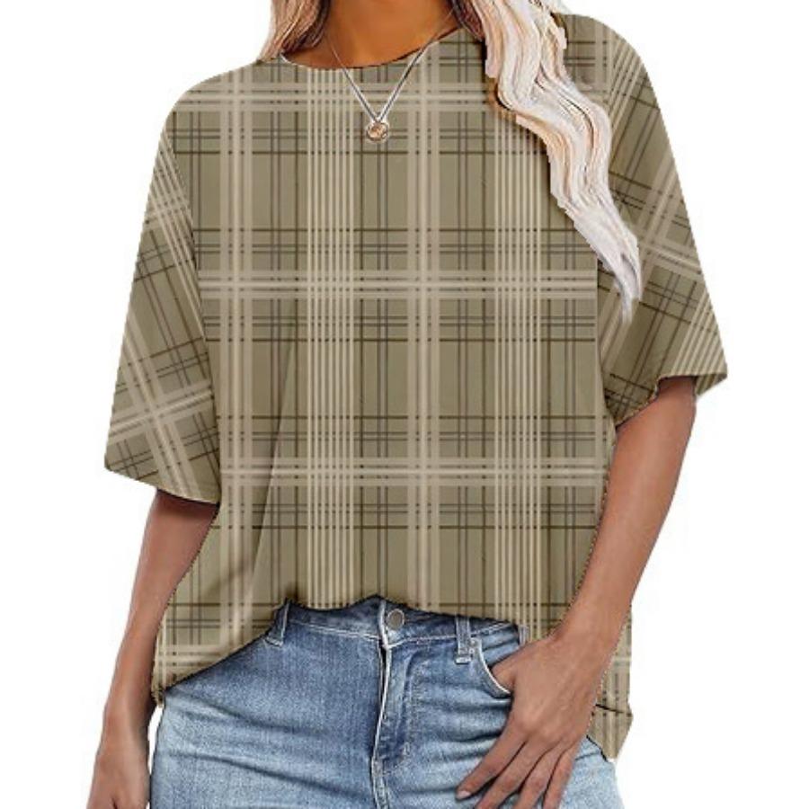 Женские повседневные свободные футболки с круглым вырезом и короткими рукавами в полоску с цифровой печатью для женщин