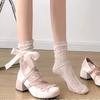 Модная Лолита Туфли на ремешках крест-накрест Розовые с круглым носком Женские Сладкие с бантом-бабочкой Средний каблук Мэри Джейн Женская Модная Вечерняя Обувь Мухер