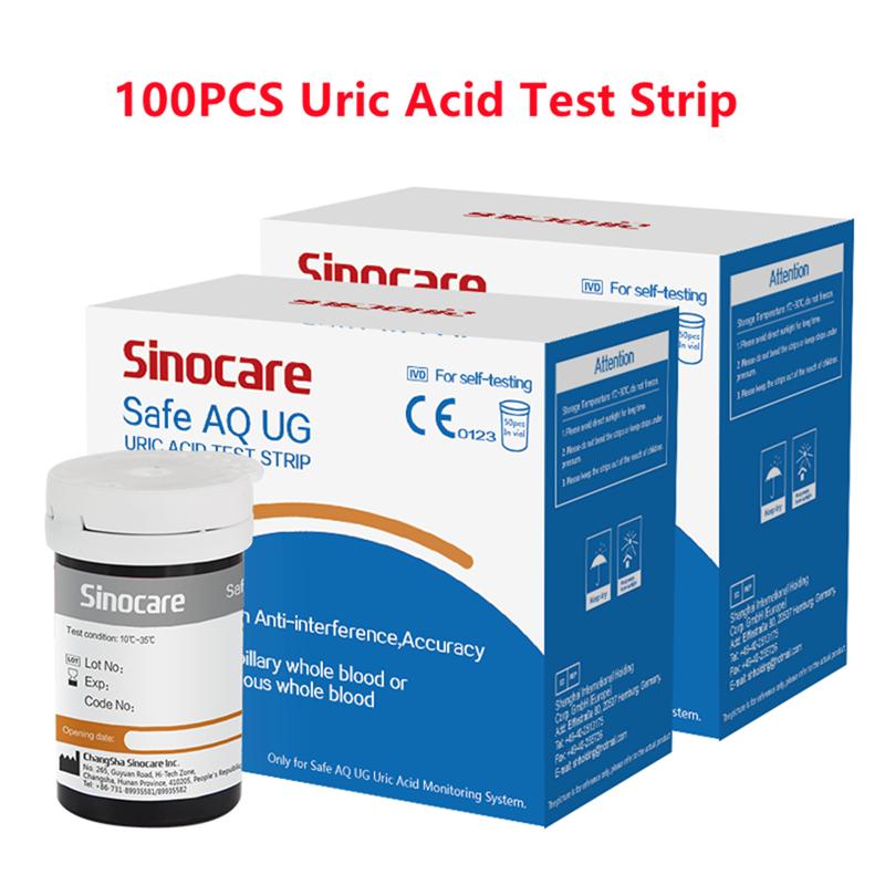 Sinocare 50/100 шт. тест-полоски на мочевую кислоту и глюкозу в крови для безопасного AQ UG монитора диабета подагры беременных