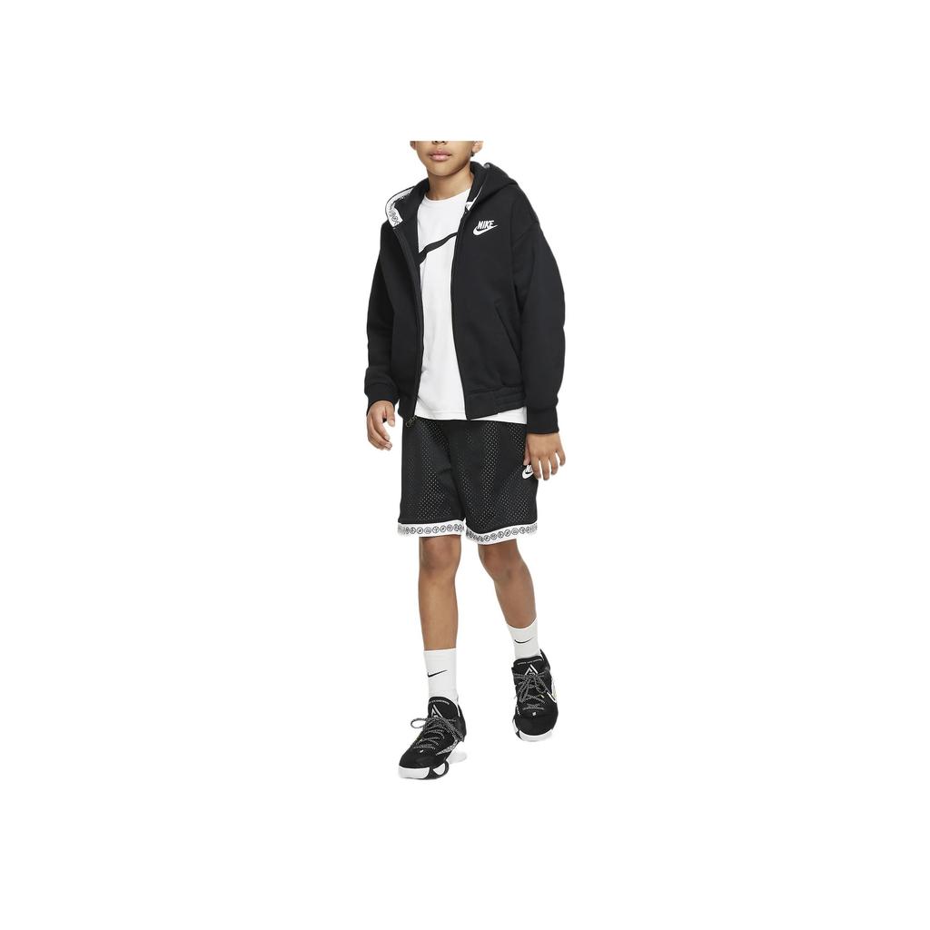 Nike Однотонная повседневная куртка с капюшоном и принтом логотипа и букв для детей, черная DQ8802-010