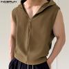 Men Zipper Up Sleeveless Hoodies Vest Tank Tops