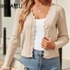 V-neck Long-sleeved Jumper Jacket Autumn and Winter Tops Design Short Women's Knitted Cardigan