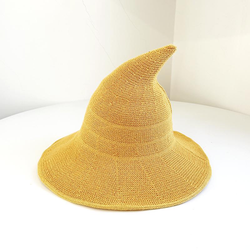Halloween Witch Hat Foldable Knit Pointed Wizard Hat For Halloween Party