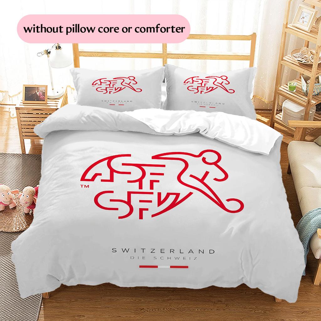 Switzerland national football Pattern Bedding Home Decoration Birthday Gift (1 * duvet cover + 2 * pillowcase, without core),fan merchandise.