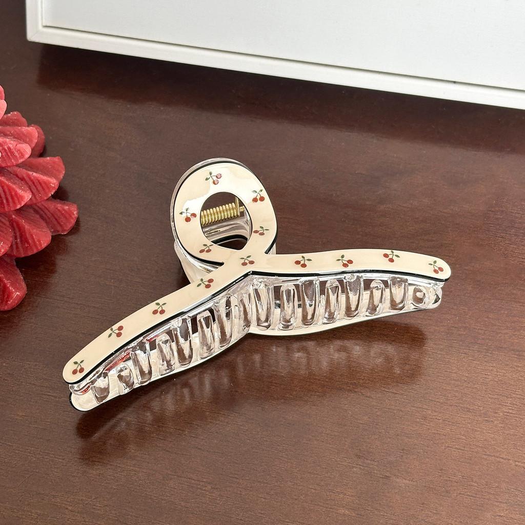 Трендовые большие заколки-крабы для волос с цветочным и клубничным принтом для женщин