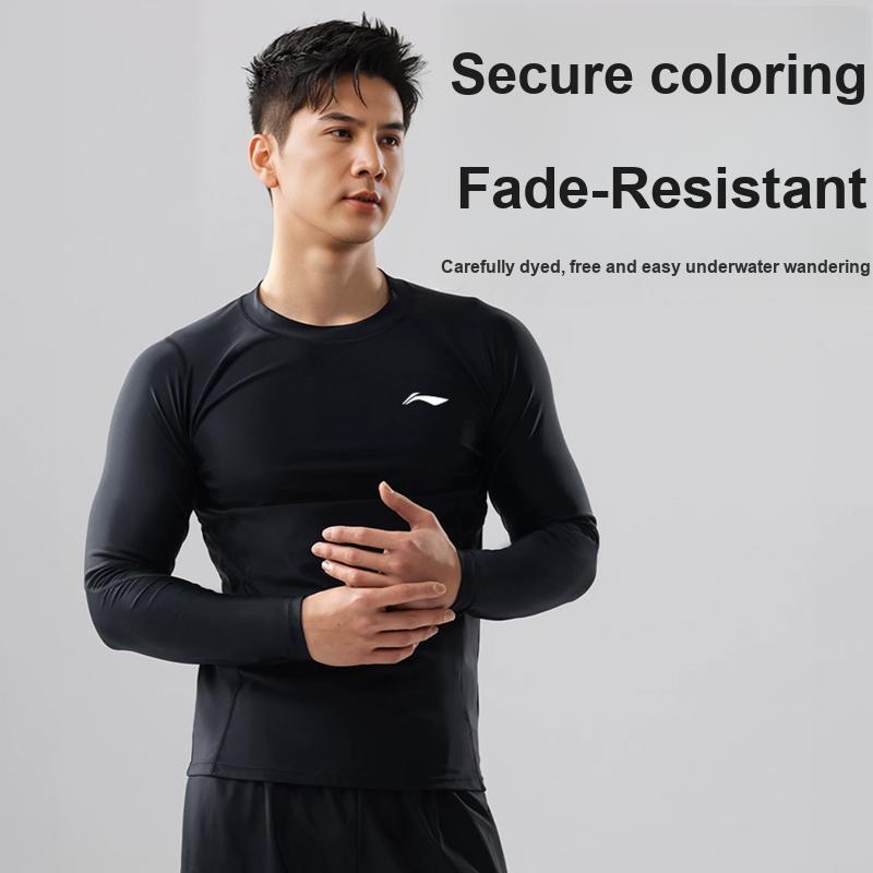 Li Ning Спортивный костюм с длинным рукавом и длинными штанами, быстросохнущий, для тренировок и фитнеса, мужской, MBYZ-YUDW016
