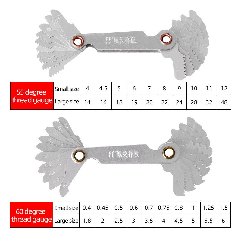 55/60 градусов метрическая резьба пробка калибр имперский зубчатый винт калибры шага углеродистая сталь измерительный инструмент метчик резьба измерение