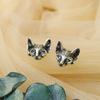 Vintage Tiny Silver Color Sphinx Hairless Cat Stud Earrings For Women Punk Personality Jewelry Gift