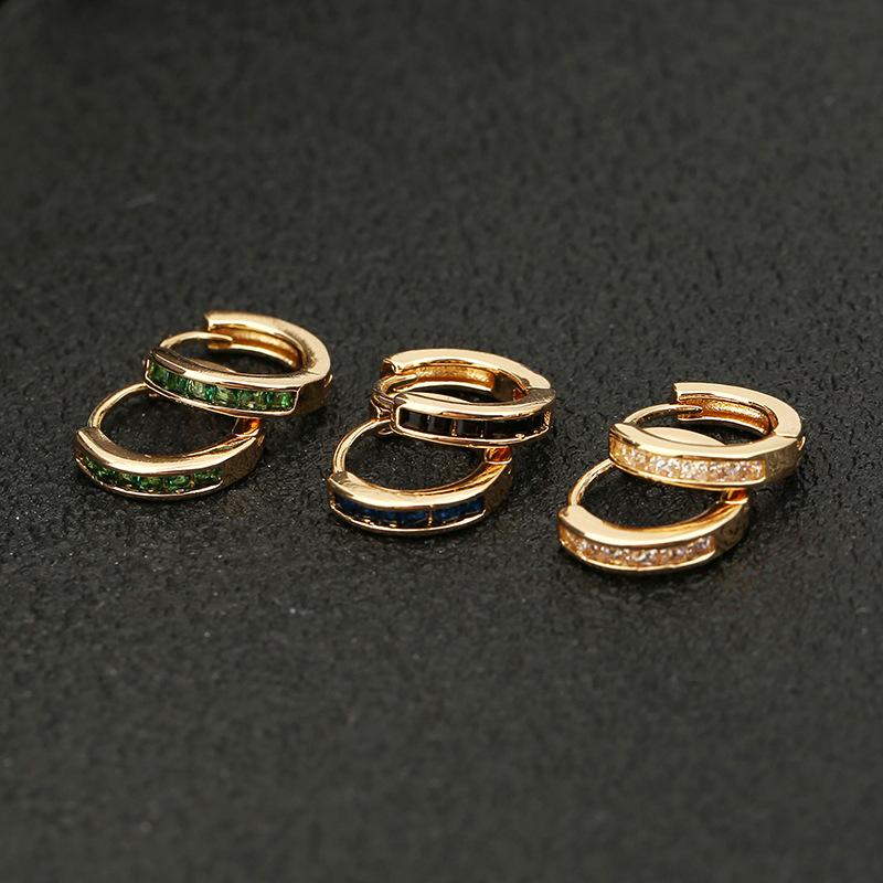 Minimalist Micro Paved Zircon Single Row Hoop Earrings Chic Advanced Sense Versatile Ear Buckle Jewelry For Women