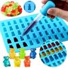 DIY Gummy Bear Mold 50 Grids Silicone Cute Jelly Bear Softsweets Mould with Dropper Candy Chocolate Mould Baking Decoration Tool