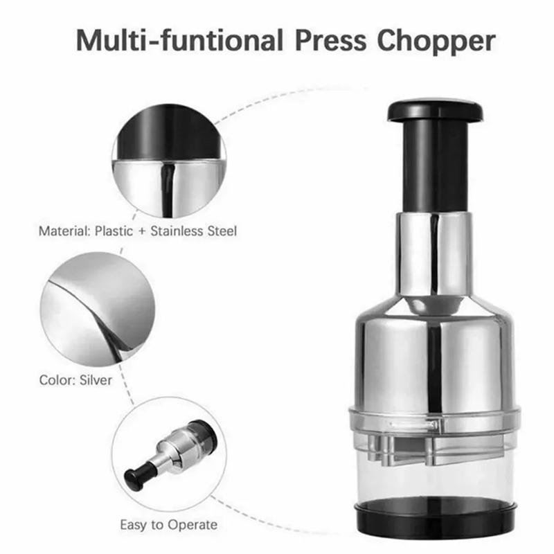 304 Stainless Steel Manual Press Type Garlic Mincer Kitchen Supplies Multifunctional Garlic Onion Vegetable Chopping Machine