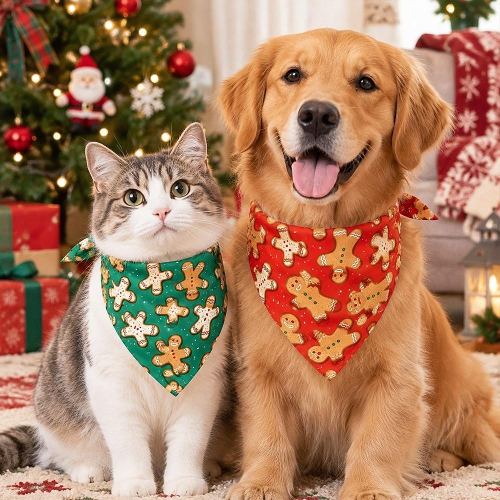 2pcs Adjustable Pet Neck Scarf Tie-on Santa Elf Bandana New Dog Bandanas For Cats Dogs