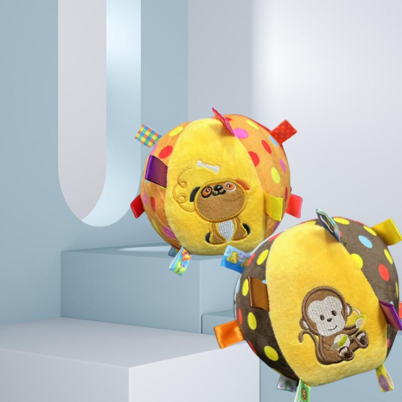 Puppy Frog Monkey Pattern Plush Cloth Ball Dog Pet Toy With Bell For Active Pets
