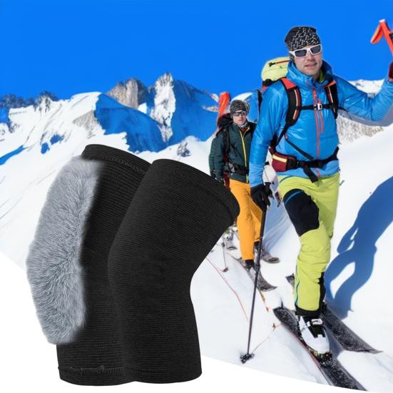 1 пара утолщенных флисовых наколенников, зимние теплые нескользящие высокоэластичные наколенники из искусственного кроличьего меха