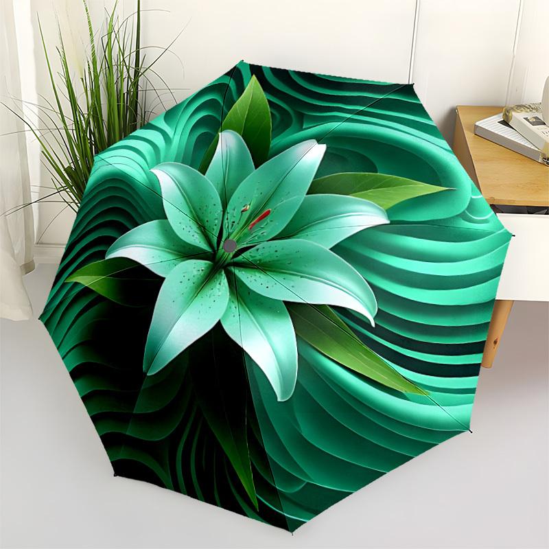 1pc Lily Flower Automatic Open/close Folding Umbrella, Compact Portable Travel Umbrella,Durable Construction yy250814121