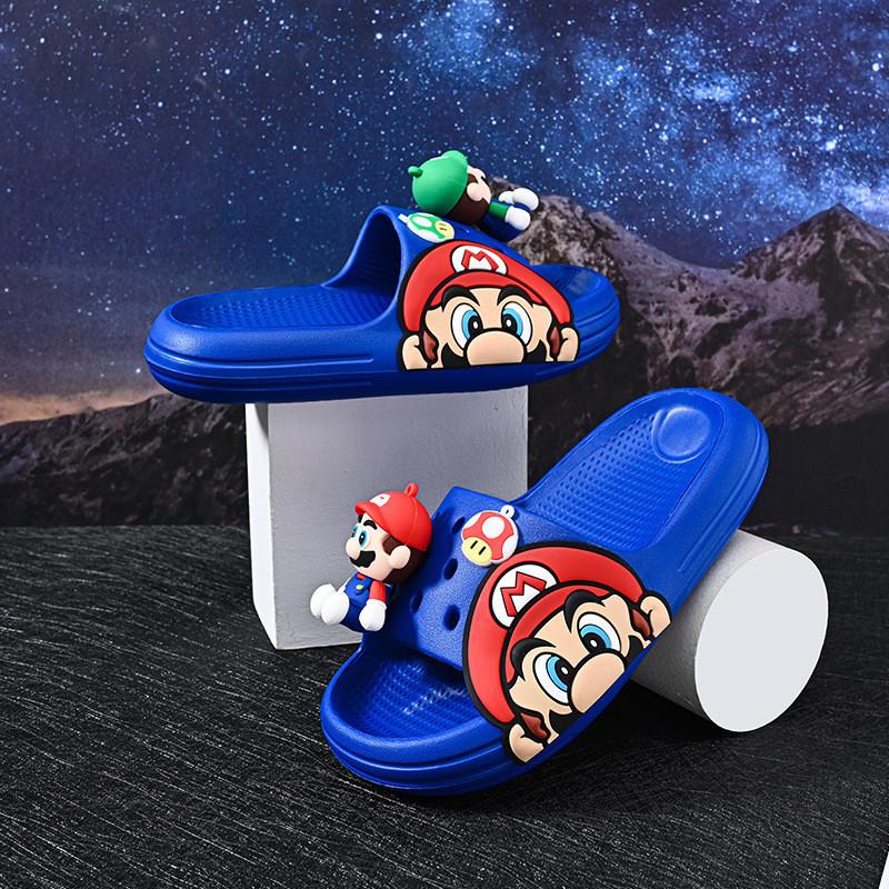 Удобные мультяшные тапочки для мальчиков с Марио, легкие, с мягкой подошвой, нескользящая конструкция, идеально подходят для летней носки