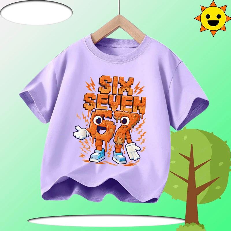 Funny Six Seven Italian Brainrot 67 Graphic Print T-Shirt Boy/Girl Summer Short Sleeved Kids Loose Comfortable Tshirt Tee Top