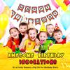 VitalCozy Anime Theme Dragon Happy Birthday Bunting Banner Pre-string with Black Letters Birthday Decoration Banner for Anime Party Supplies