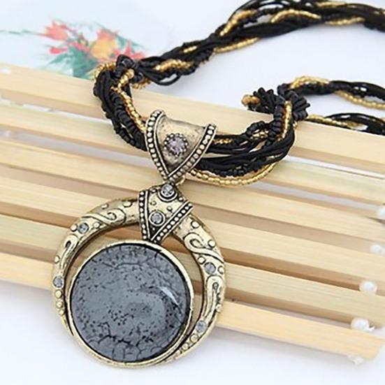 2 шт./компл. богемные уникальные резные круглые серьги, комплект ожерелья, многослойные бусины, цепочка с подвеской, ожерелье, серьги-крючки, ювелирные аксессуары