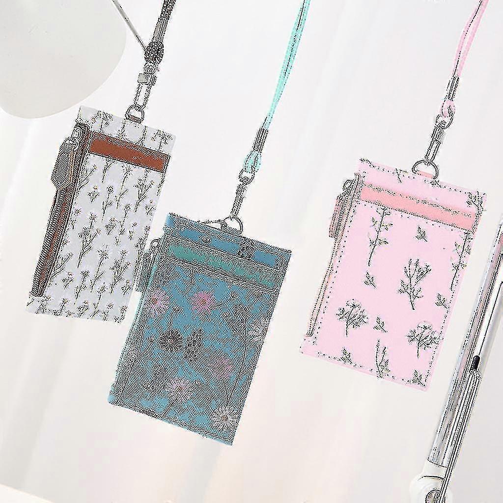 Portable Leather Id Badge Card Holder For Case Ipper Coin Pocket Purse Office Work With Neck Lanyard less
