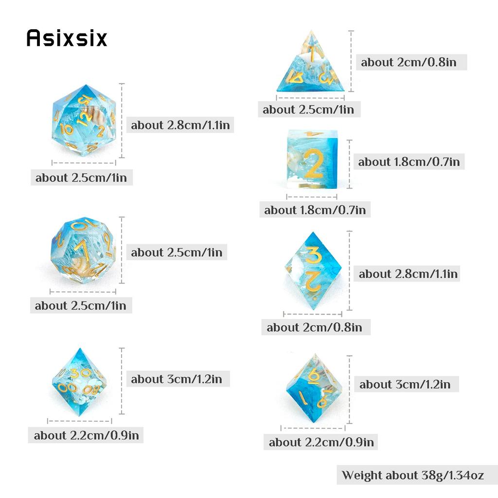 7 шт. синий золотой номер с острыми краями, смоляные кубики, многогранные кубики, подходящие для ролевых ролевых игр, настольная игра