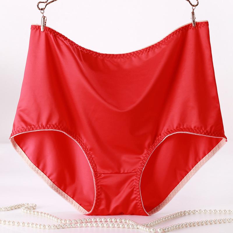 Женские атласные трусики большого размера, дышащие удобные трусы, женские приятные для кожи трусы с высокой талией