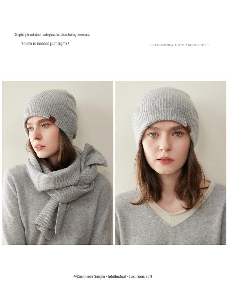Women's 100% Pure Cashmere Knitted Hat – Fashionable, Versatile, and Warm