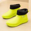 Women's Rain Shoes Short Tube New Fashion Outer Wear Student Water Shoes Warm Kitchen Work Non-slip Rain Boots Fashion Rubber Shoes Men