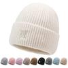 Autumn Winter Solid Color Hat Outdoor Wool Hat Velvet Warm Striped Knitted Hat