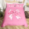 Homewish Girls Cute Bow-tie Duvet Cover Set,Kawaii Bowknot Ribbon Bedding Set,Cute Cartoon Theme Bed Set