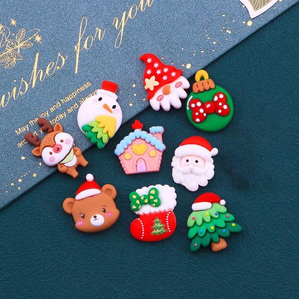 10Pcs Handmade Christmas Fridge Ornaments Cute DIY Resin Accessories Kitchen