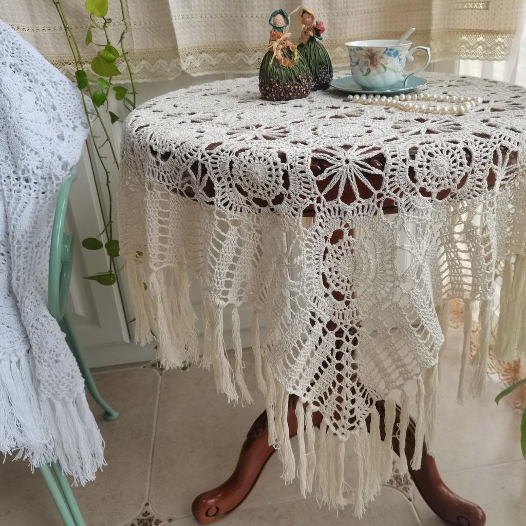 Вязаная крючком скатерть ручной работы из чистого хлопка, бежевое кружево, выдолбленная настольная крышка Changliu Su, украшение для дома, пылезащитная ткань