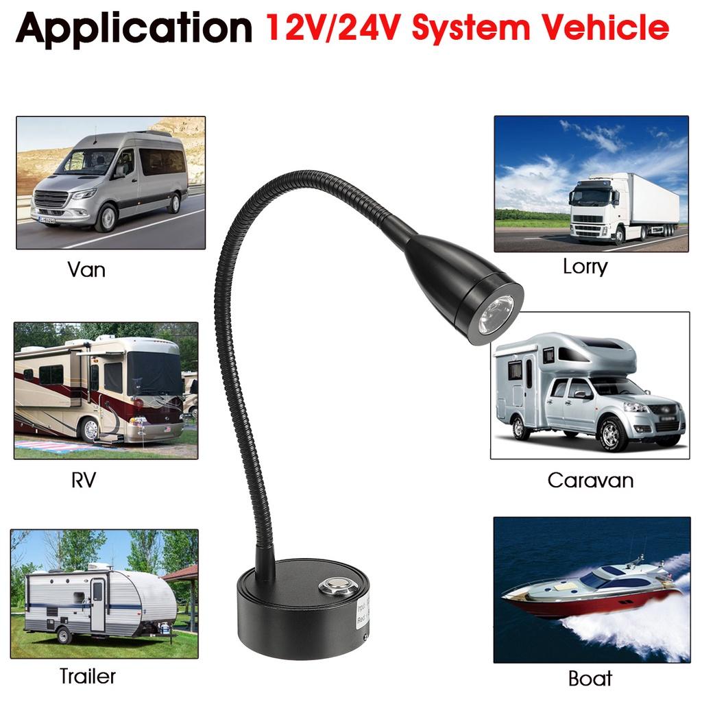DC 12-24V USB Сенсорный Диммируемый Переключатель Светодиодный Точечный Светильник для Чтения Черный Для Кемпера, Каравана, Лодки, Внутреннее Освещение