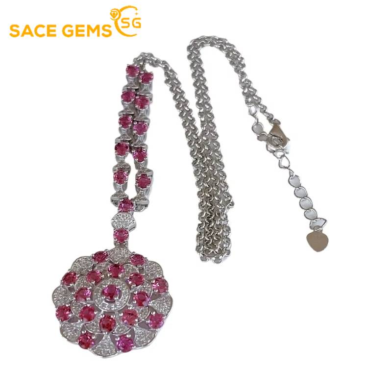 Sace Gems Сертифицированное ожерелье из стерлингового серебра 925 пробы с натуральным гранатом, 3 мм, для женщин, помолвки, коктейльной вечеринки, ювелирные украшения