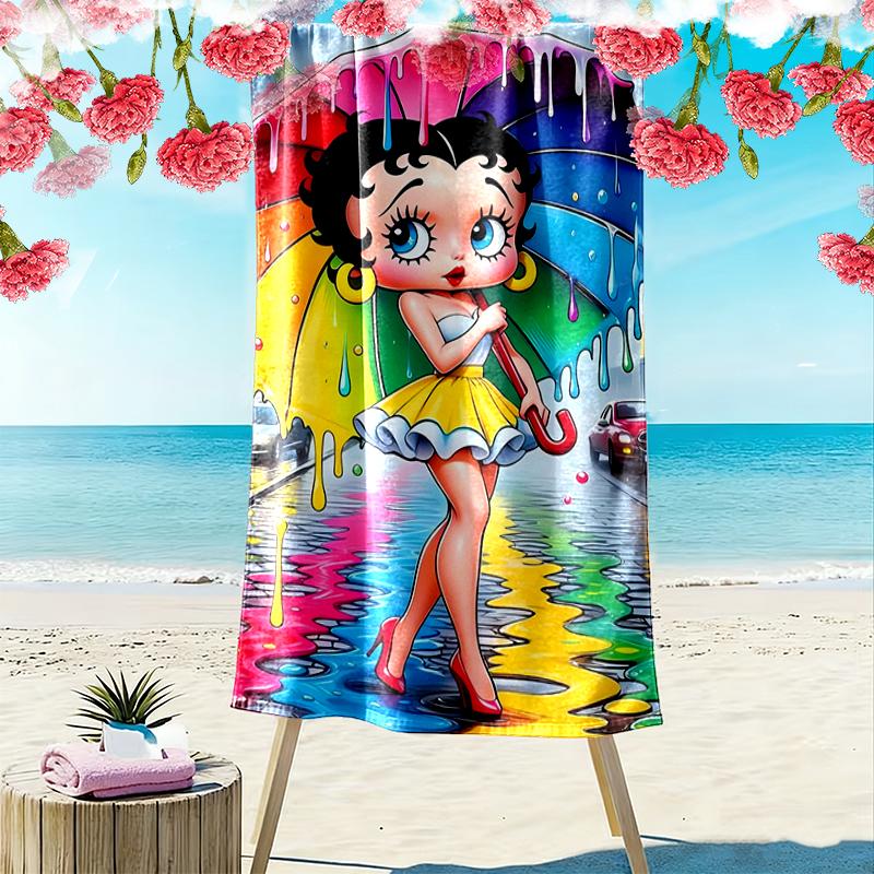 Betty Boop Beach Towel Suitable for Travel, Outdoor Activities, Swimming Pools, Yoga, Surfing, Camping, Hiking, Gym