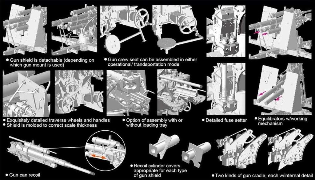 Dragon WWII German 88mm Flak Gun Kit Plastic Model Kit DR6923 1/35 36/37 Anti-Aircraft 2-in-1
