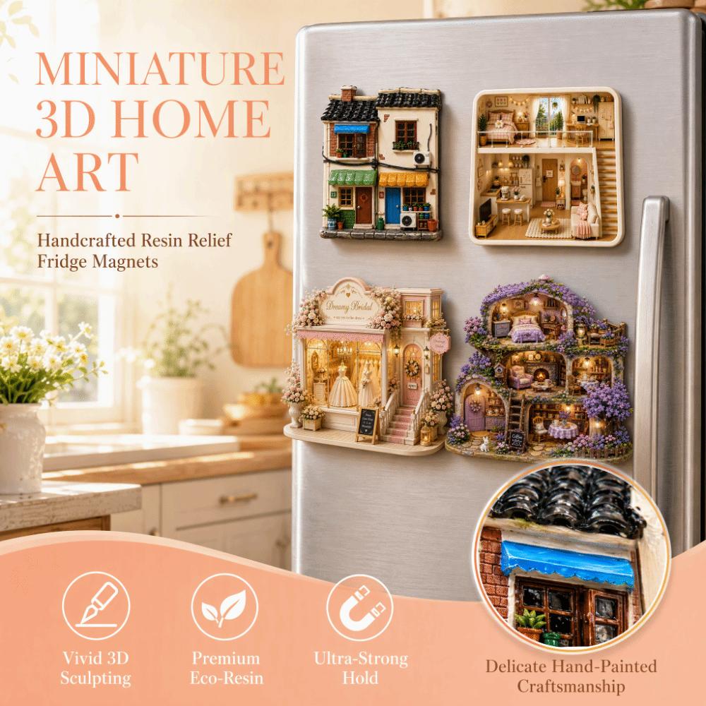 3D Relief Home Fridge Magnet Cute Home Theme 3D Refrigerator Stickers Refrigerator Decoration