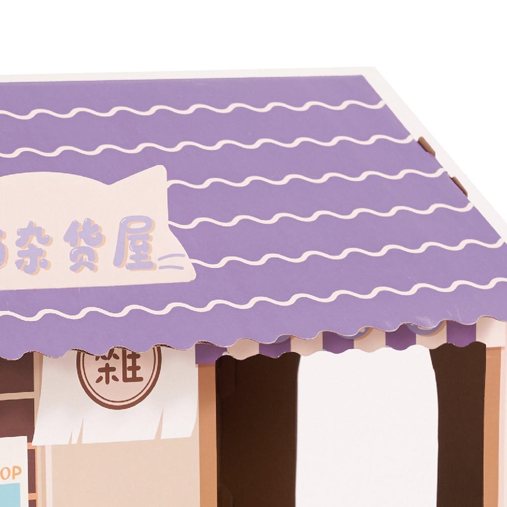 Cardboard Cat House Safe Healthy Wear Resistant Portable Cat Play House with Catnip for Cats