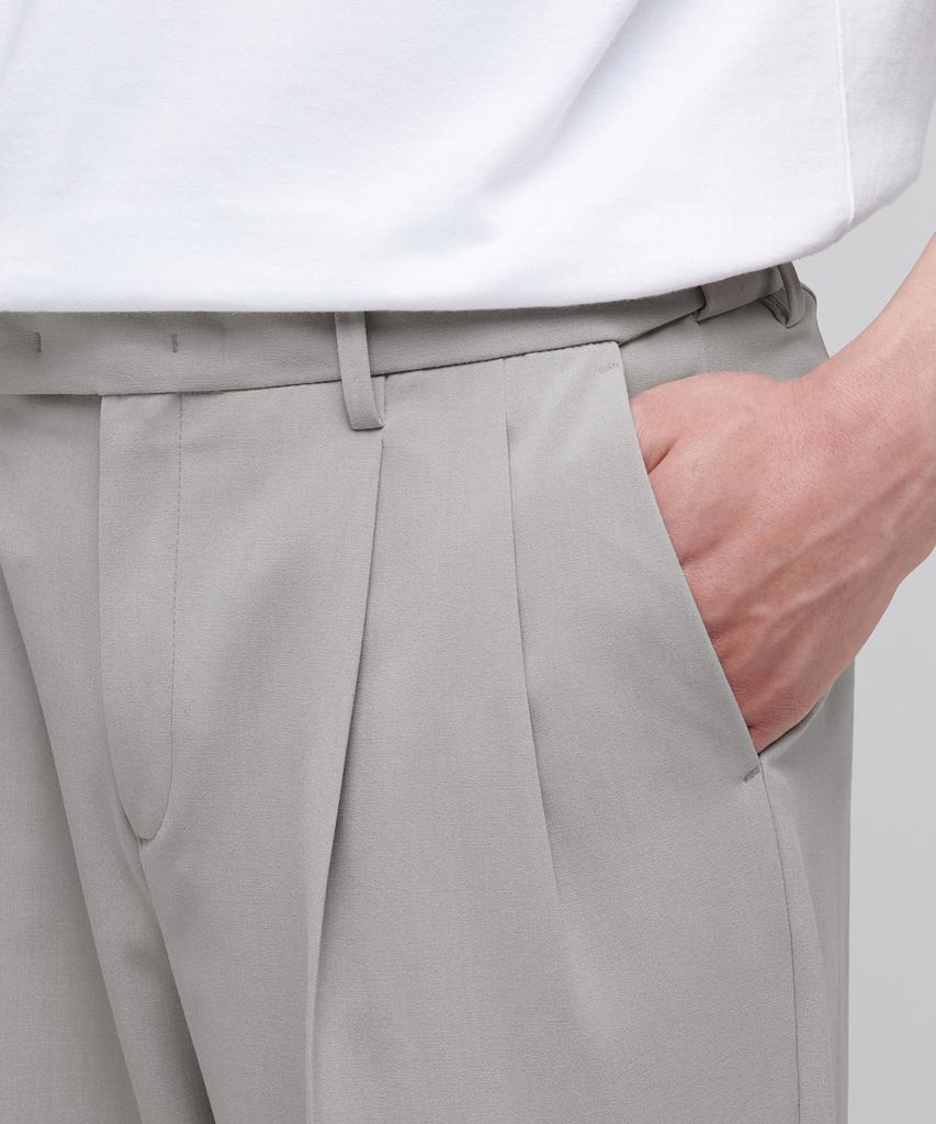 MUSINSA STANDARD Lightweight Real Wide Hidden Elastic Waist Slacks [Light Beige]