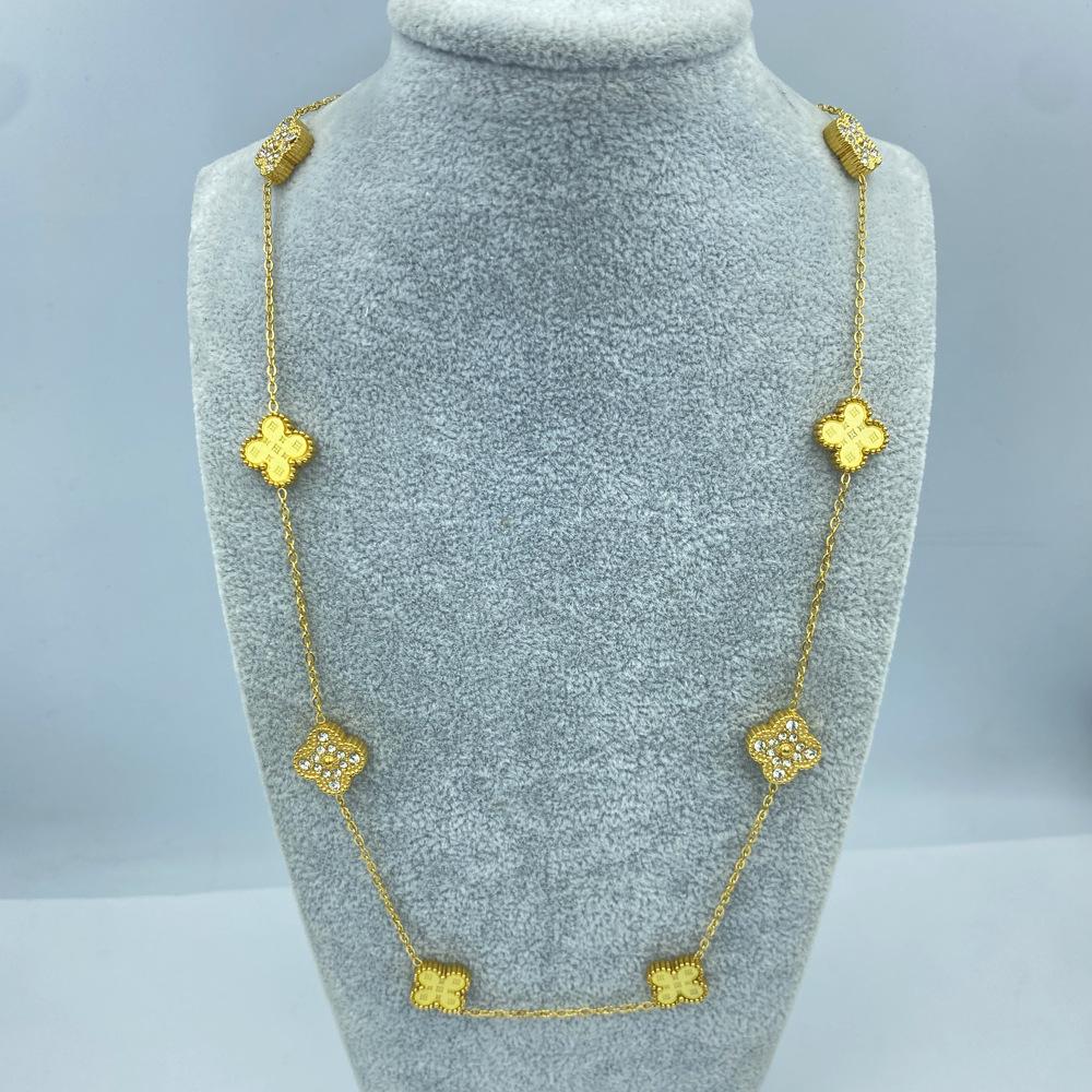 13 мм Титановая сталь 60+5 см 10 цветов Двусторонняя Счастливый Четырехлистный клевер Женское ожерелье