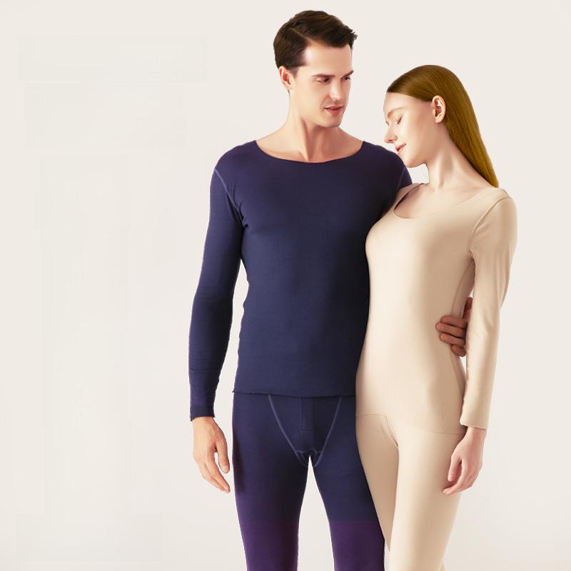 Женский термобелье, не раздражающее кожу: Двусторонний немецкий бархат, бесшовный круглый вырез, облегающий крой, на осень/зиму.