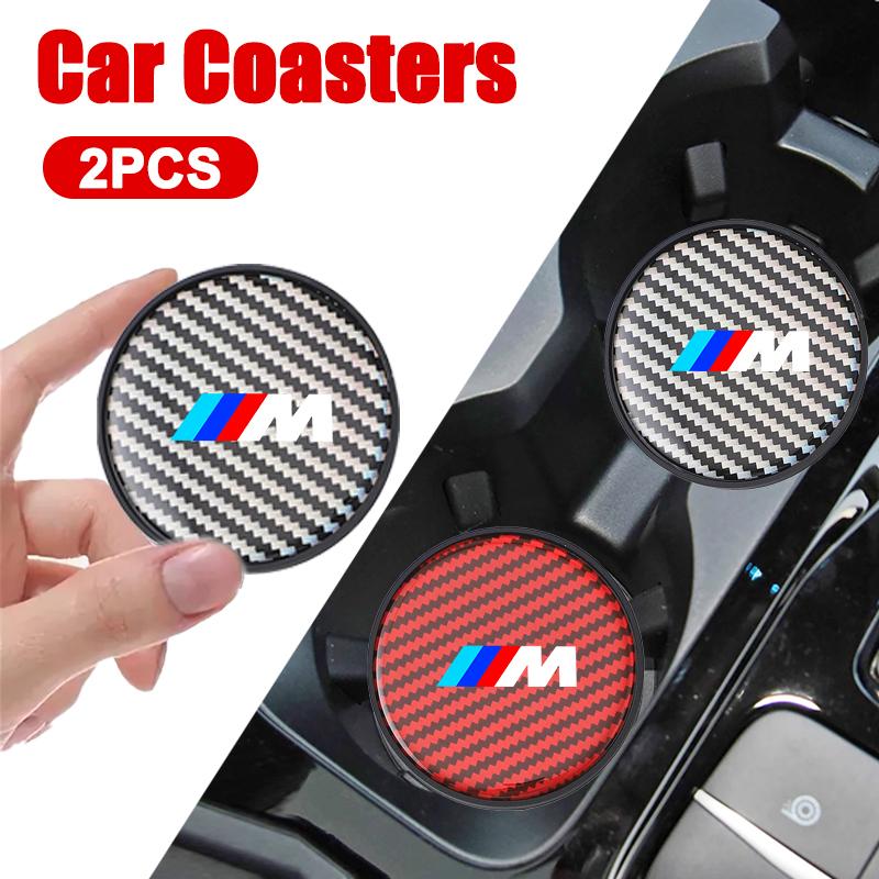 DKHN5 Car Water Coaster Cup Carbon Fiber PVC Coaster Mat Non-slip Accessory For BMW E93 F10 F20 F30 F40 F15 F25 F26 F31 F49 F86 M3 M5