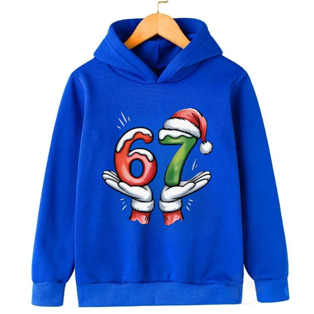 Viral "67 Vibe" Warm Kids Hoodie Toddler Hooded Sweatshirt for Boys Girls Fashionable Funny Children's Sweatshirt Christmas Gift