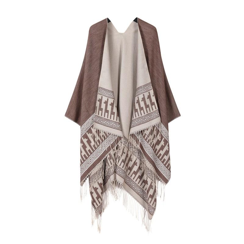 Women Men Knit Shawl Horse Print Fringe Scarf Warm Cape Travel