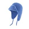 Women Knitting Hat Lace-up Solid Color Ear Protection Winter Elastic Hat Cold Weather Windproof Lei Feng Hat