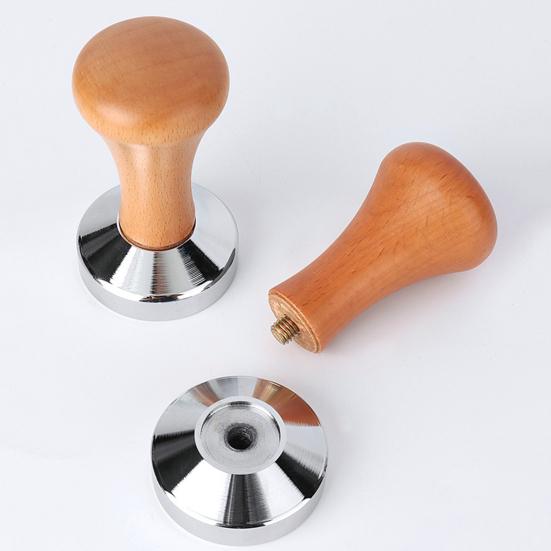 Темпер для кофе с деревянной ручкой, нержавеющая полированная поверхность, многоразовые аксессуары для тампера для эспрессо из нержавеющей стали